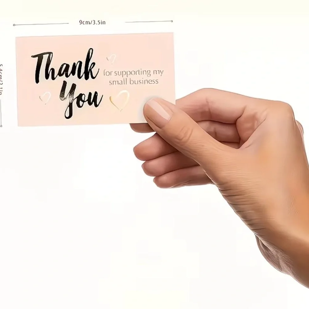Thank You for Supporting Small Business 30 Pink & Black Gold Foil Hearts